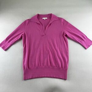 Ann Mashburn Short Sleeve Collard Sweater Pink Size--Small